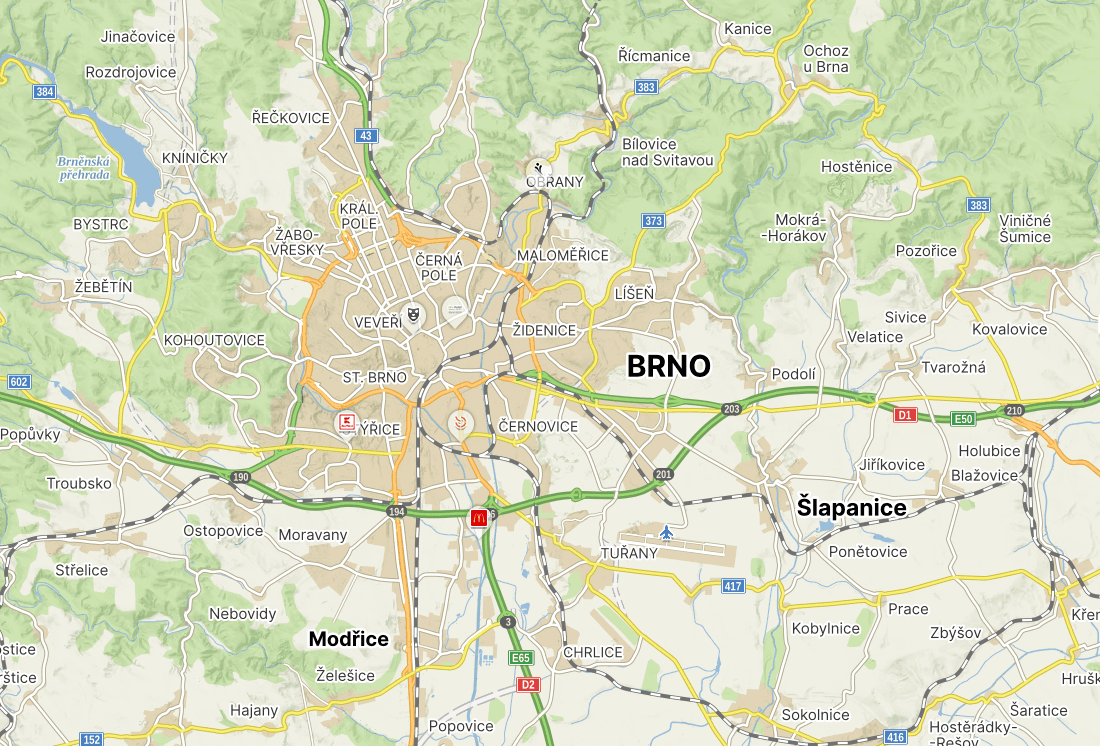 Mapa Brno