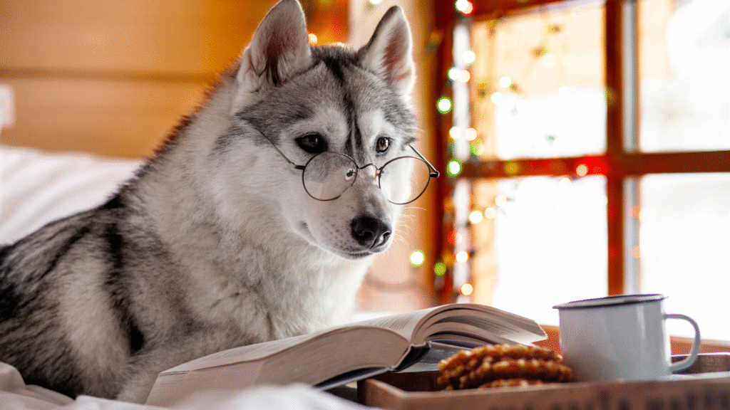Pes čte knížku